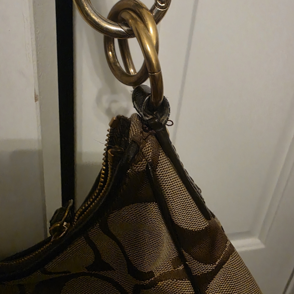 Coach Brown and Tan Signature Shoulder Bag - Picture 4 of 5